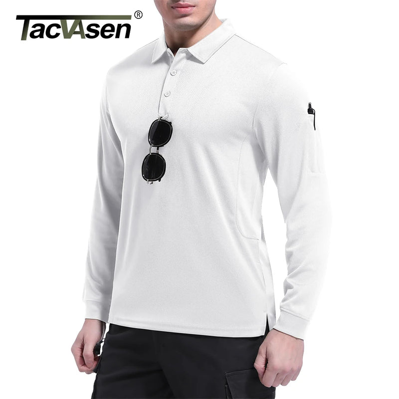 TACVASEN Summer Long Sleeve Performance Quick Drying Polos T-shirts Mens Office Shirt Golf Team Work Shirts Casual Tops