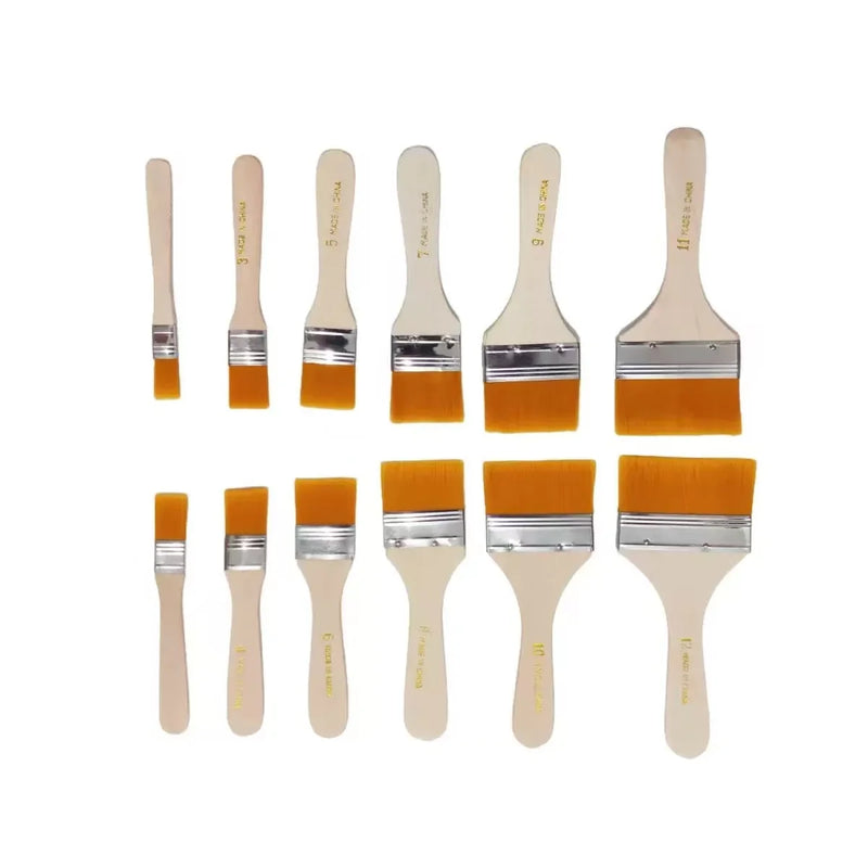 5Pcs Wooden Handle Nylon Bristle Paint Brush for Oil Painting, Dusting and Cleaning - Unrechargeable Hand Tool Set Without Batt