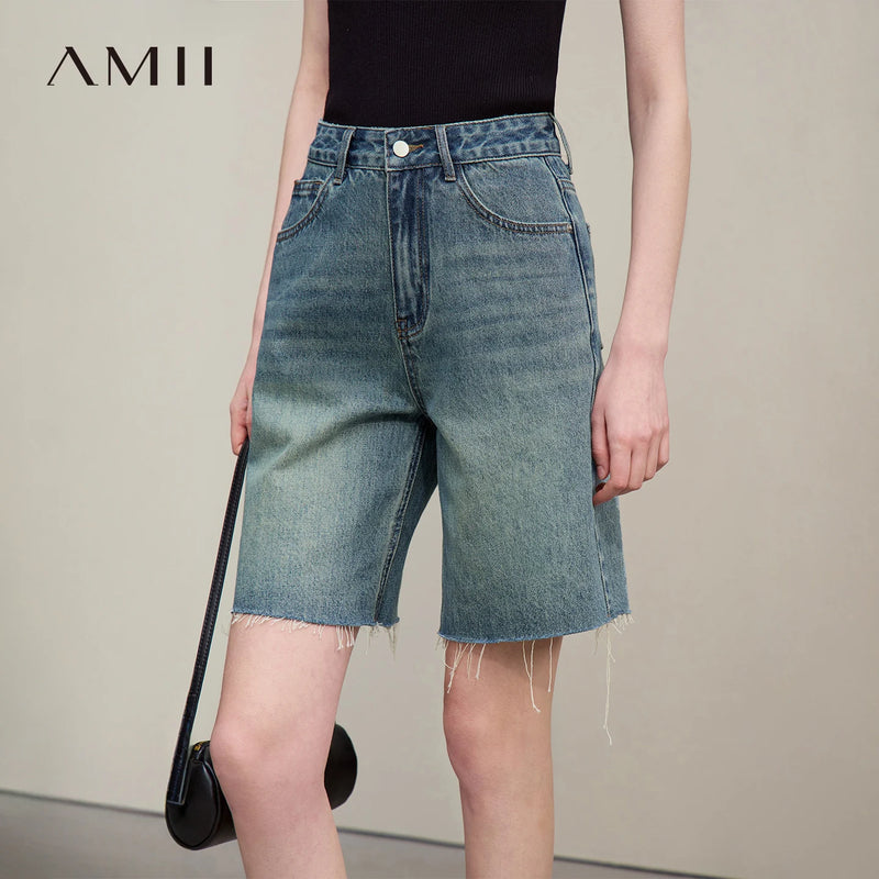 ខោខូវប៊យ Amii ខោខូវប៊យជើងវែងសម្រាប់នារី រដូវក្តៅ ឆ្នាំ២០២៦ ថ្មី ងាយស្រួលស្លៀក រលុង ជើងធំ ខោខូវប៊យជើងវែង ខោបែប Vintage Retro ធម្មតា 12642152