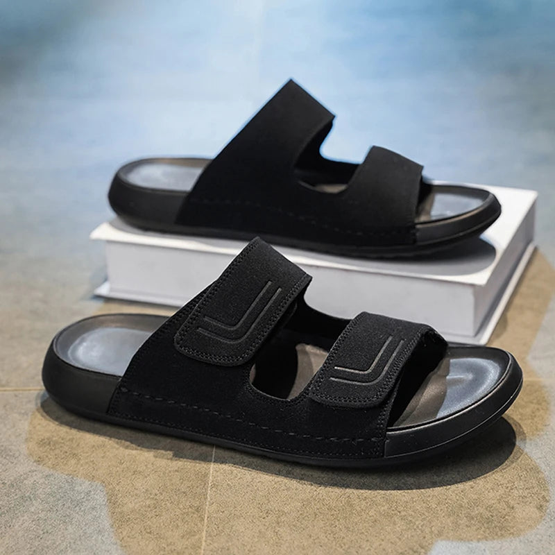 Men's Casual Slippers Summer Breathable Lightweight Soft Sole Outdoor Beach Walking Shoes Slip On Slide Comfort Fashion Slippers