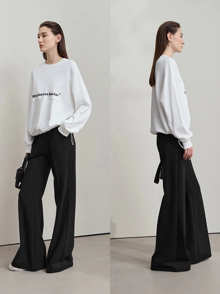 Amii Minimalist Flared Pants 2026 Autumn New College Style Elastic Casual Loose Pants For Woman Knitted Women Trousers 12523064
