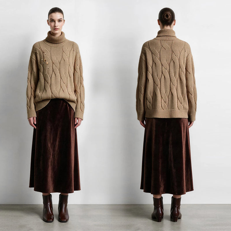 អាវយឺត Amii Turtleneck ប៉ាក់ស្មារលុង រាងស្លីម សាមញ្ញ សម្រាប់អ្នកធ្វើដំណើររដូវរងា អាវយឺត និងអាវក្រៅសម្រាប់នារី 12644029