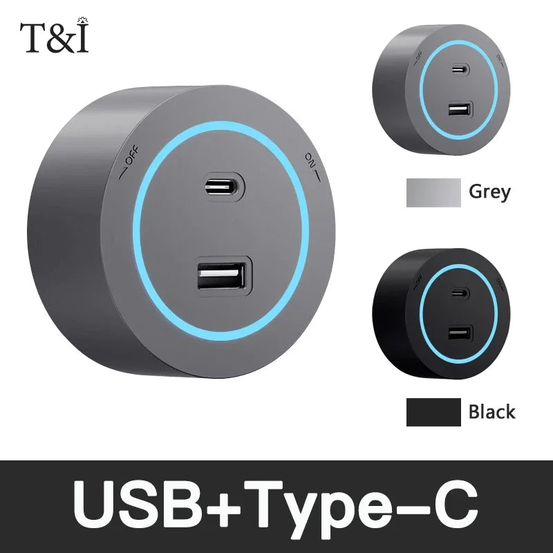 Multistandard Wall Power Track (40cm 50cm), USB-C Enabled Electric Sockets Plugs Adapters Grey Black for Office Use