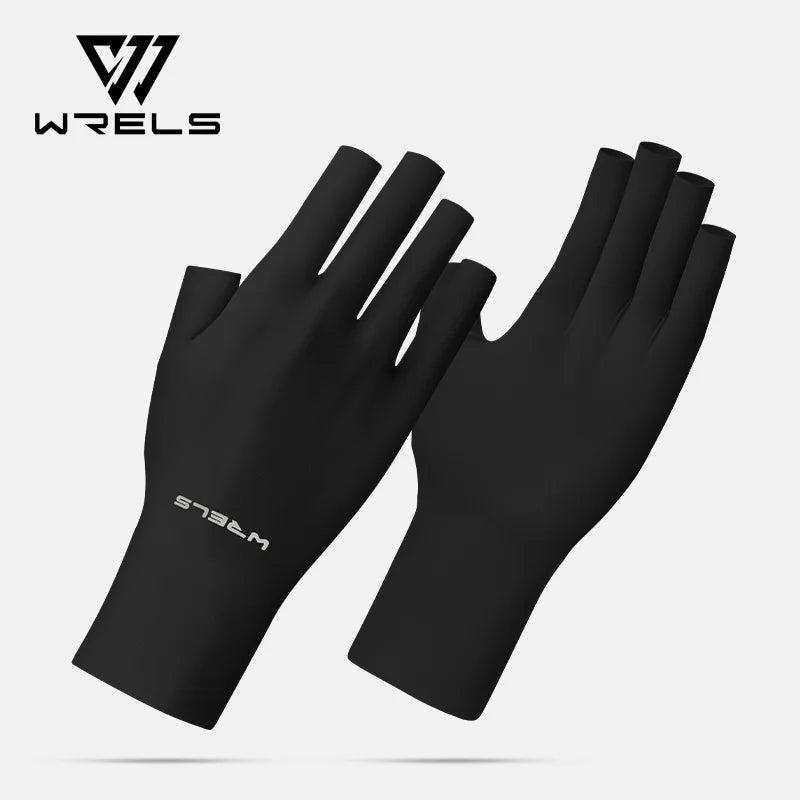 WRELS Fingerless Gloves Summer Sunscreen UV Protection Ice Silk Gloves Are UV Resistant Non Slip UPF50+ Fingerless Gloves