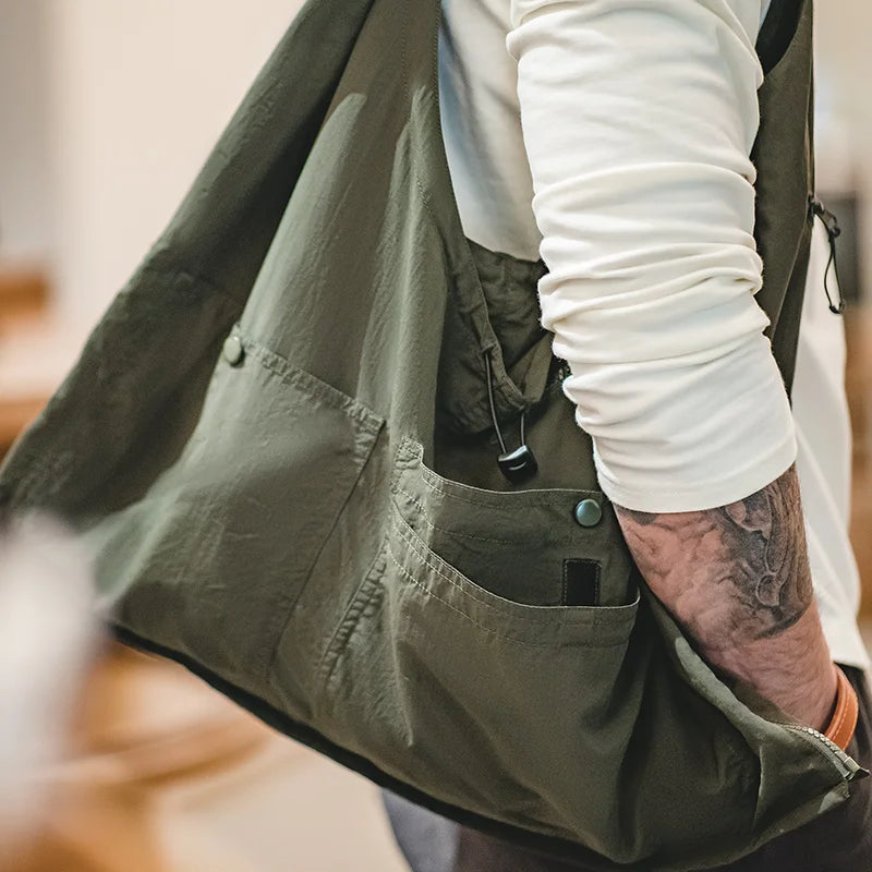 Maden Workwear Retro Multi Pocket Sleeveless Nylon Vest Outdoor Functional Dual Purpose Bag Coat For Men 2023 Fashion