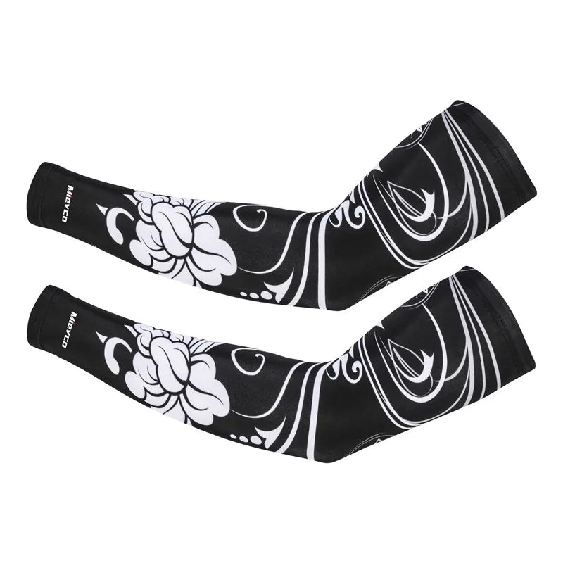 Men Cycling Arm Sleeves Sun Protection UV Proof Arm Covers Cuffs for Running Biking Driving Outdoor Sports