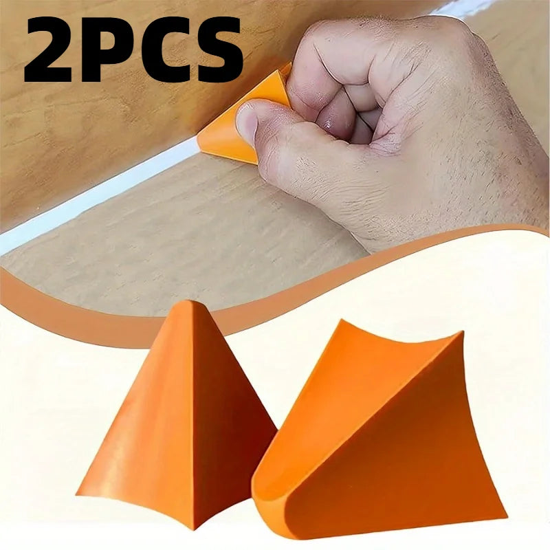 2/4pcs Silicone Caulking Finishing Tool - Reusable Smooth Applicator for Kitchen and Bathroom Seals, Orange Triangle Design.