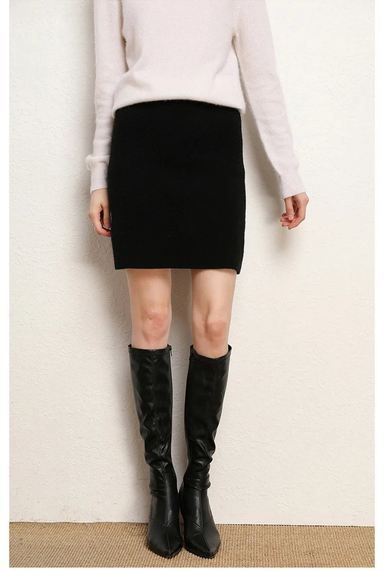Autumn/Winter Women's Stretch Pencil Skirt, High-waisted A-line Mini Skirt in Asian Sizing, Available in Black, Pink,Beige. 2026