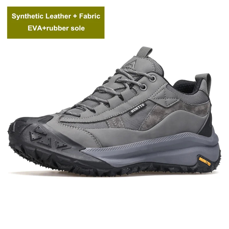 HUMTTO Shoes for Men 2023 Luxury Designer Leather Hiking Boots Outdoor Climbing Trekking Sneakers Mens Sports Walking Man Shoe