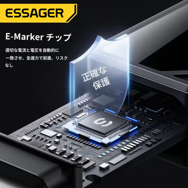 ខ្សែសាក Essager 100W USB Type C PD 5A សាកលឿនសម្រាប់ iPhone17 16 15 14 Pro Max Macbook iPad Samsung Huawei អេក្រង់ឌីជីថលខ្សែ