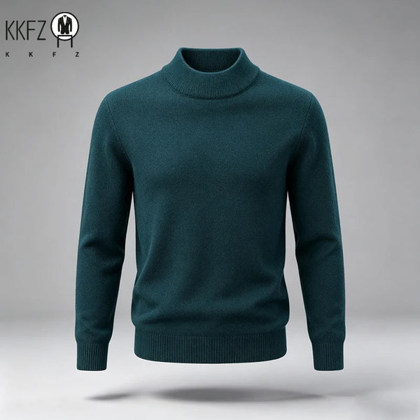 New Arrival Mens Mock Neck Knit Sweater Thick Soft Fine Knit Material Slim Cut Long Sleeve Autumn Winter Outer Tops