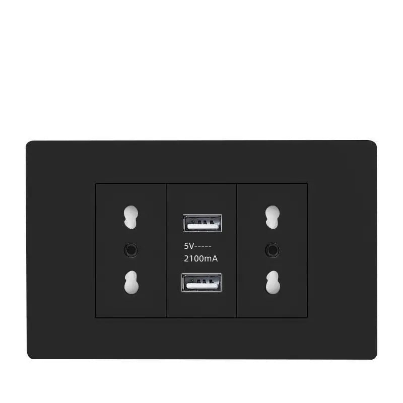 White/black embedded Italy Chile plug usb C wall socket,16A power strip, smart Type-c 20W fast charging socket adapter