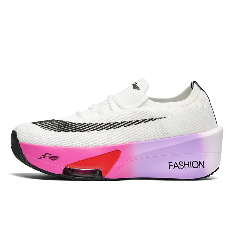 Unisex Sports Shoes Casual Light Mesh Breathe Fashion Lace Up Running Shoes 2026 New Flat Bottom Anti Slip Rebound Fitness Shoes