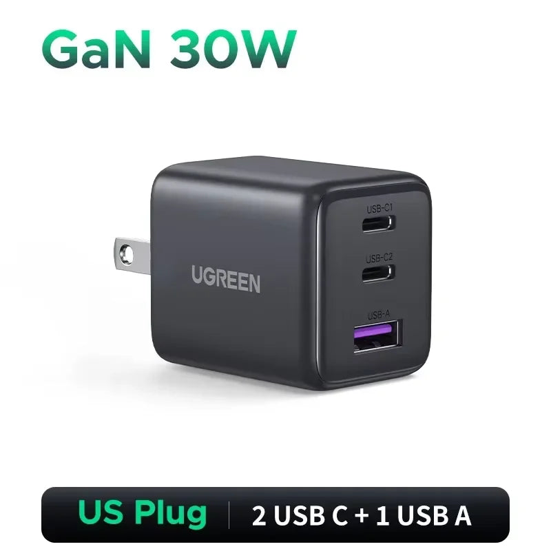 UGREEN 45W/30W/25W/20W GaN Charger PD3.0 PPS QC3.0 USB C Fast Charger For Samsung S26 iPhone 18 17 16 Pro Max iPad Xiaomi Tablet