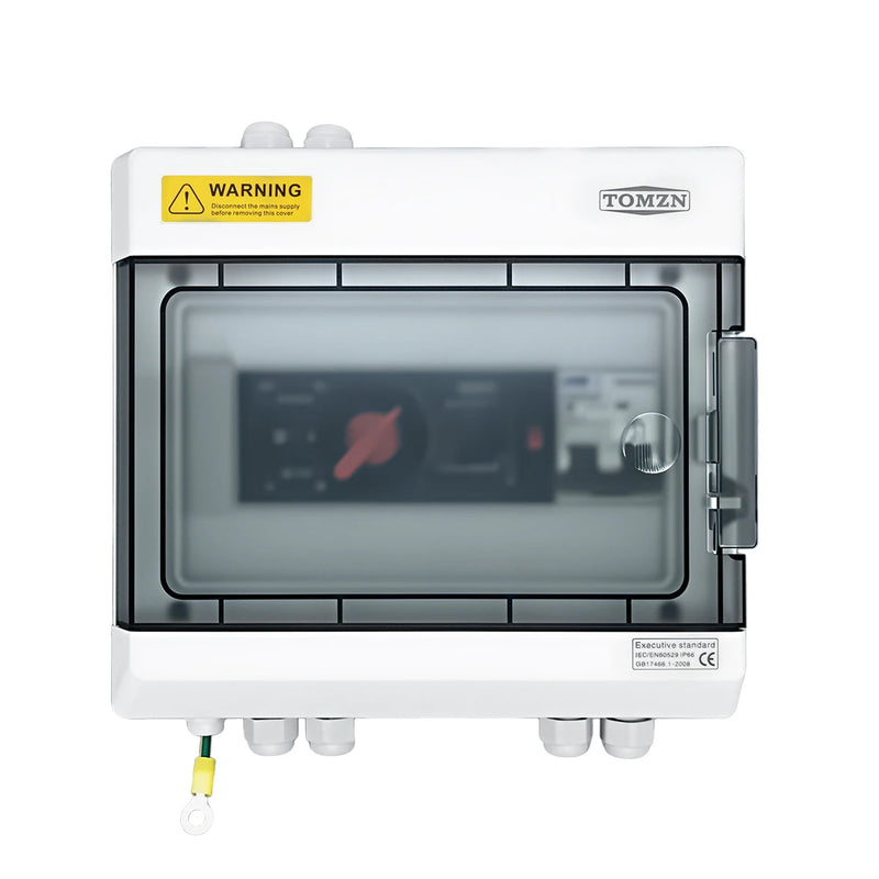 TOMZN Dual Power Automatic Transfer Switch Distribution Box, 2P 63A, with MCB for Short-Circuit & Overload Protection