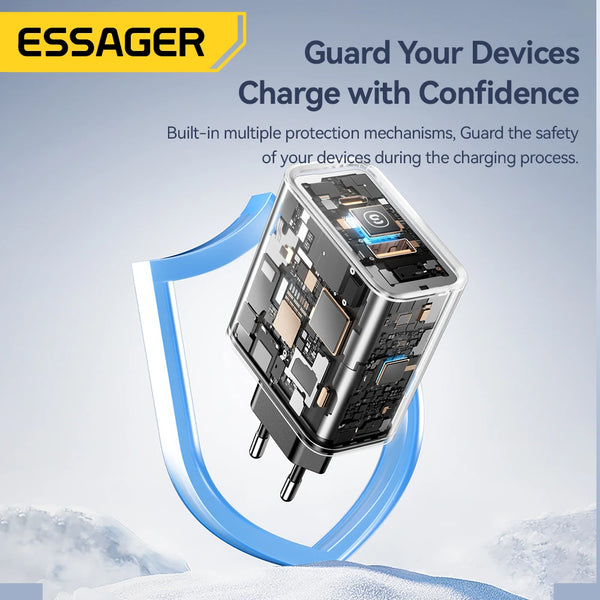 Essager 65W USB Type C GaN Charger QC 4.0 PD 3.0 Fast Charger for iPhone 16 15 14 13 Pro Max Samsung S24 Xiaomi MacBook Laptop