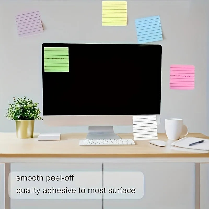 100sheets Horizontal Line Colored Sticky Notes,Tearable Student Message Memo Paper.-Office Stationery Memo Pad.notepad.