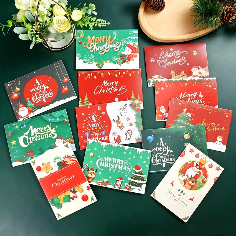 Merry Christmas Greeting Card Handwritten Blessing Card For Christmas Eve New Year Gift Card Flower Gift Accessory Holiday Party