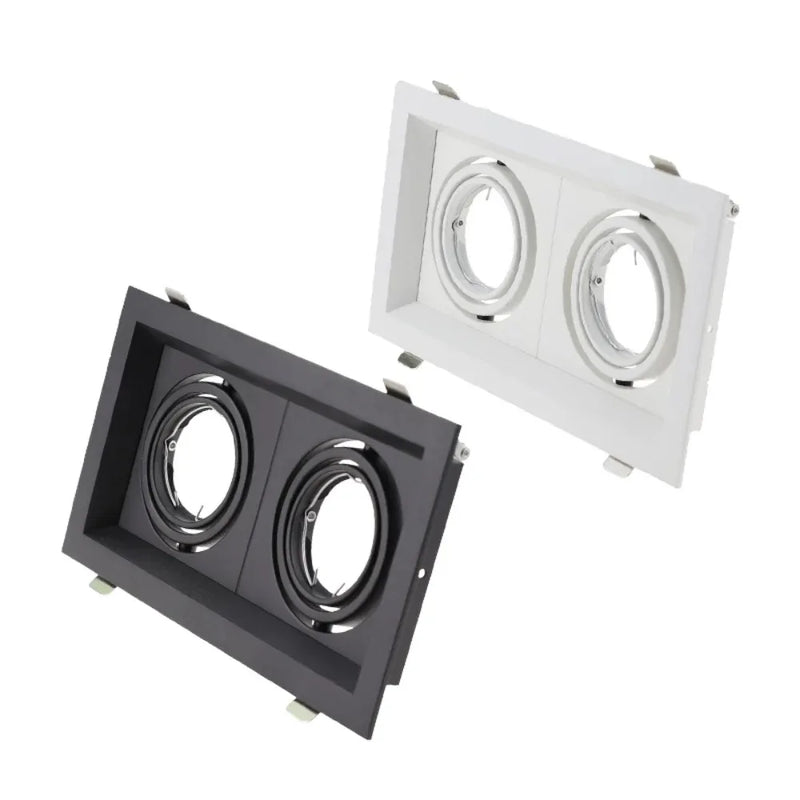 Square Recessed Downlight LED Ceiling Lamps Holder Adjustable GU10 MR16 Socket Spotlight Lamps Frame Bracket Fitting Home Decor