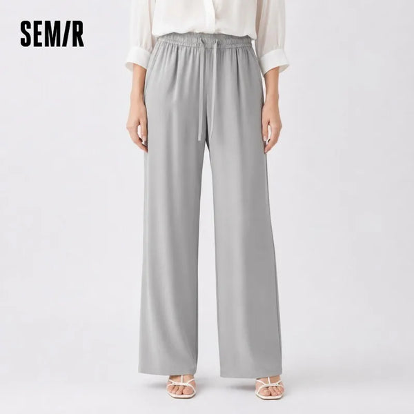 ខោស្ត្រី Semir ធំទូលាយឆ្នាំ ២០២៦ ប៉ាក់ដោយក្រណាត់រលុង ចង្កេះយឺត មានខ្សែចង ស្ទីលទីក្រុង ធម្មតាប្រចាំថ្ងៃ ទន់ មានផាសុកភាព