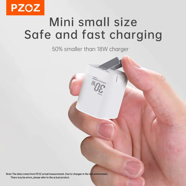 PZOZ 30W GaN Charger PD Fast USB Type C Charger For iPhone 16 15 14 13 12 Mobile Phone Charger USB C PD3.0 QC3.0 Quick Charging