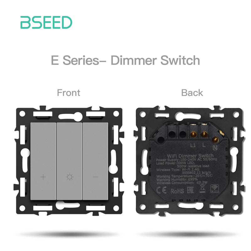 BSEED 1/2/3/4Gang WIFI Click Switch Part Only Glass Frame Smart Dimmer Curtain Switch Function DIY Part EU Wifi Socket Parts