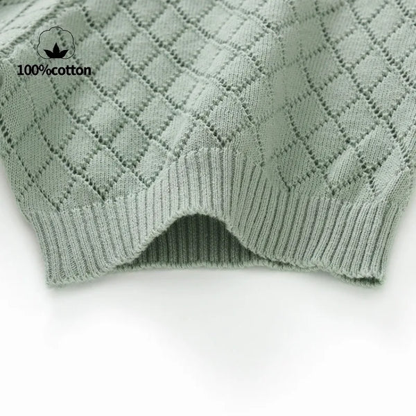 Men's 100% Cotton Short Sleeve T-Shirt with Diamond Knit Texture – Breathable Crew Neck Casual Top