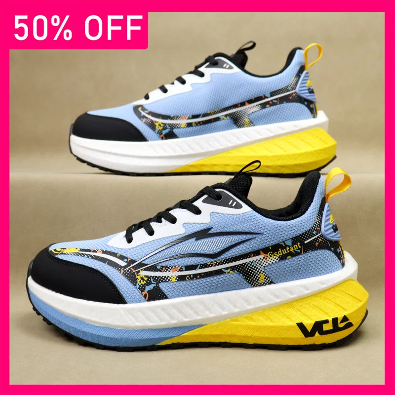 Men Sports Shoes Breathable Mesh Lightweight Outdoor Fitness Shoes New Thick Soled Fashionable Lace Up Jogging Shoes for Men