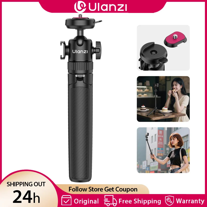 ជើងកាមេរ៉ា Ulanzi MT90 Cka ដំបងថតរូប Selfie បញ្ចេញលឿនសម្រាប់កាមេរ៉ា GoPro ទូរស័ព្ទដៃ ជើងកាមេរ៉ាលើតុ ជាមួយក្បាលបាល់ 360° ផ្ទុកអតិបរមា 1.5KG