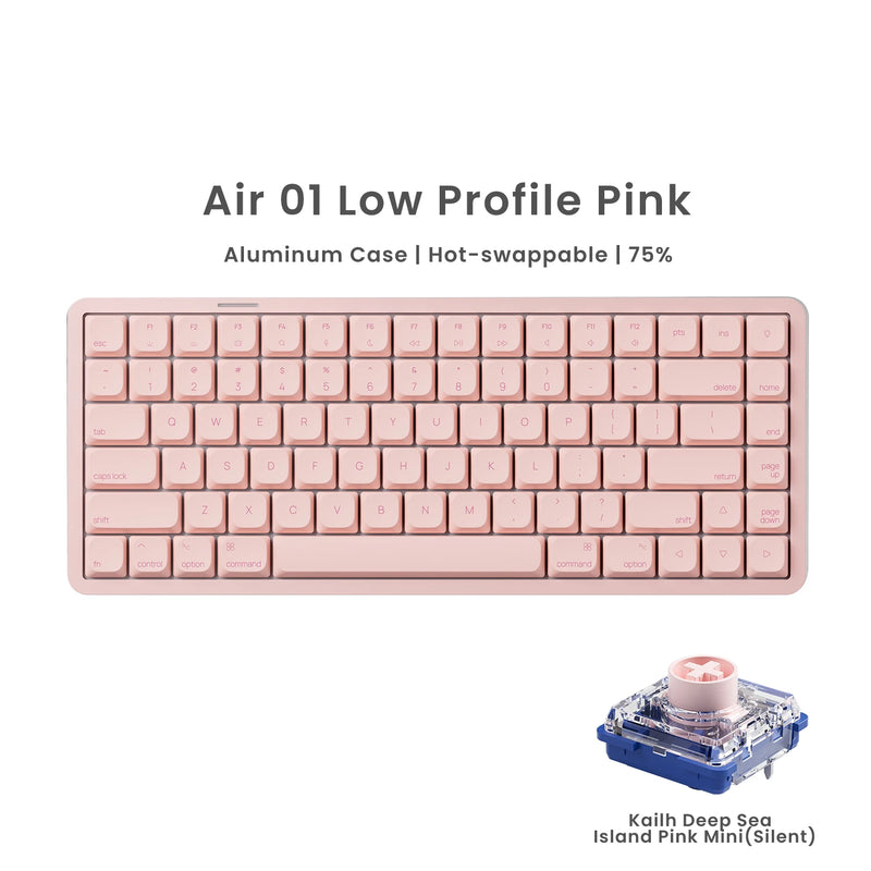 Akko Air 01 Mechanical Keyboard 75% 84-Key Mac Layout Custom Low Profile Hot-swappable RGB Tri-mode Keyboard Gasket Aluminum