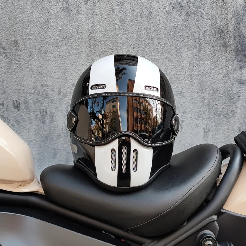 Motorcycle FBR Full Face Retro Helmet Tokyo Style Motorcycle Casco Moto Japan TT Helmets Fiberglass With Clear Visor