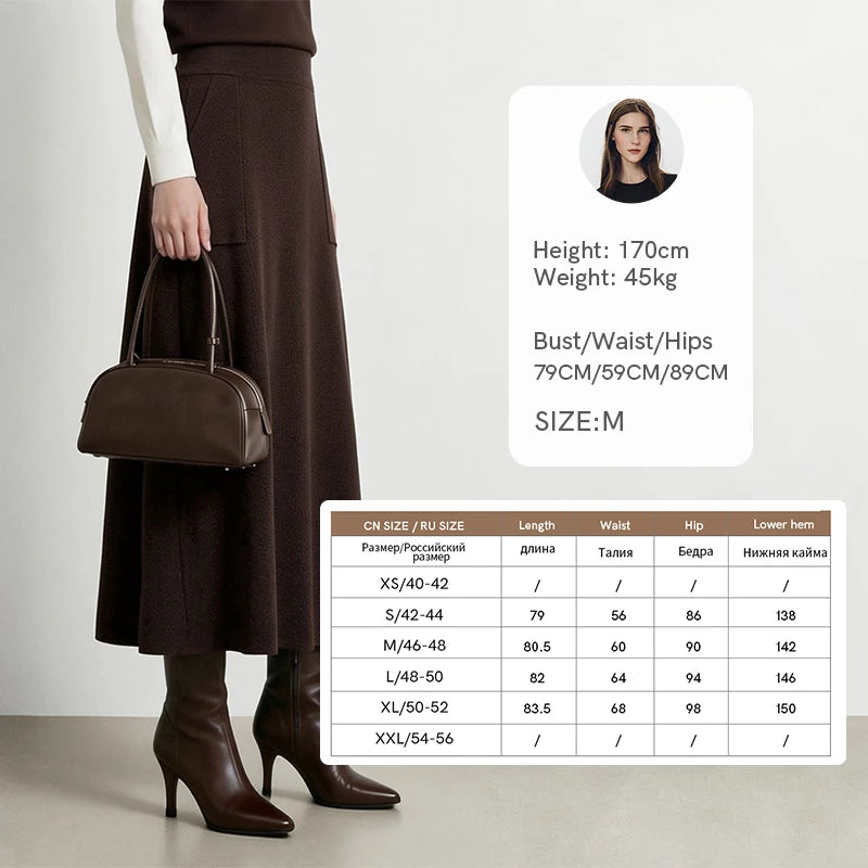 Amii Women's 2 Piece Set Foldover Turtleneck Knit Vest A-Line Skirt Casual 2026 Autumn Women's Sweater Sold Separately 12643040