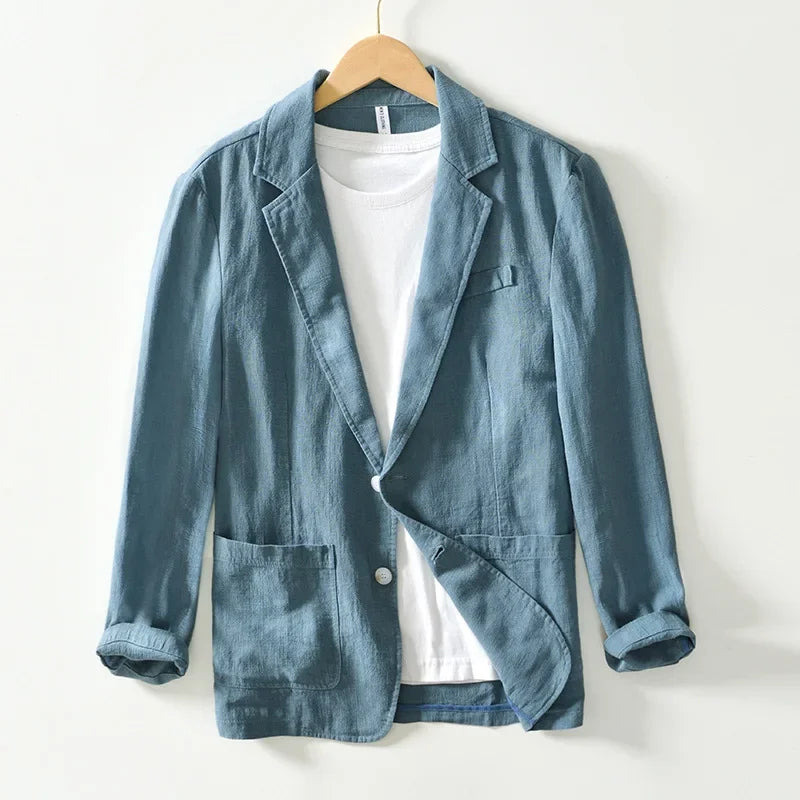 Men’s Lightweight Linen Blazer Jacket – Business Casual Single Breasted Coat Office, Daily, Travel, Party, Wedding Guest