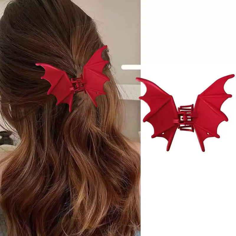 Gothic Bat Hair Clip Halloween Matte Black Gothic Punk-Style Animal Print Hairpin for Women, Elegant Party Hair Accessory