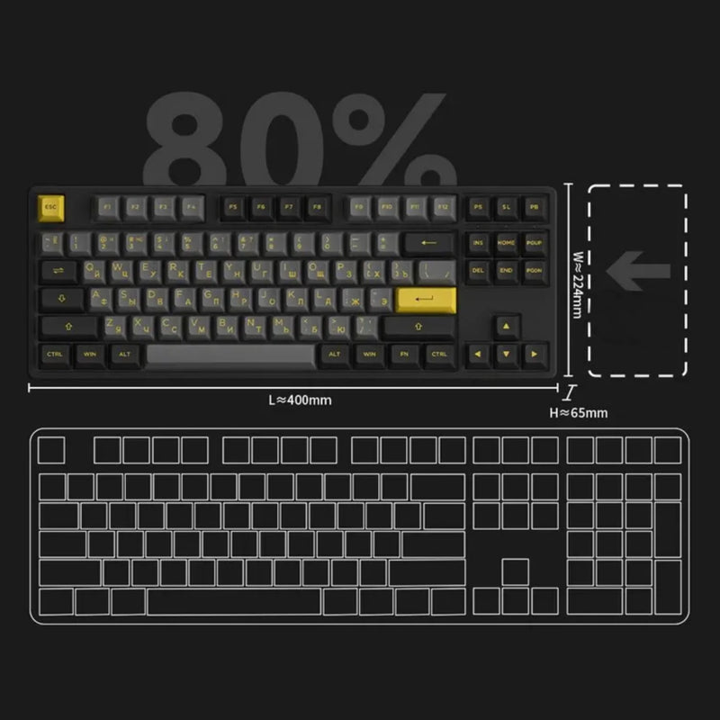 5087B Plus Wireless Mechanical Keyboard Russian Keycaps ASA Profile 80% TKL Hot-swappable RGB Office Gaming Customized Keyboard