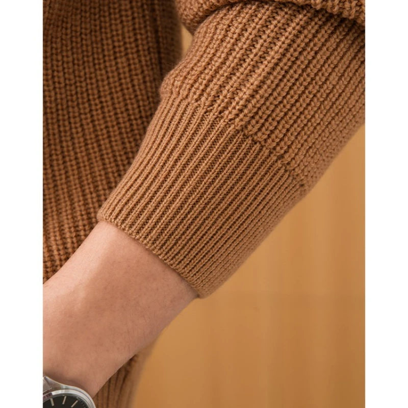 100% Wool Chunky Knit Cardigan, Oversized V-Neck Open Front, Anti-Pilling Relaxed Fit, Autumn Winter Casual Coat