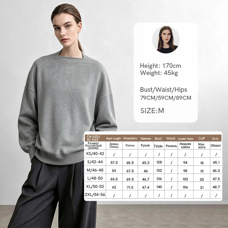 Amii Women's Oversize Sweatshirt Long Sleeve Letter Graphic Drop Shoulder Casual Loose Tops 2026 Autumn Female Clothing 12623134