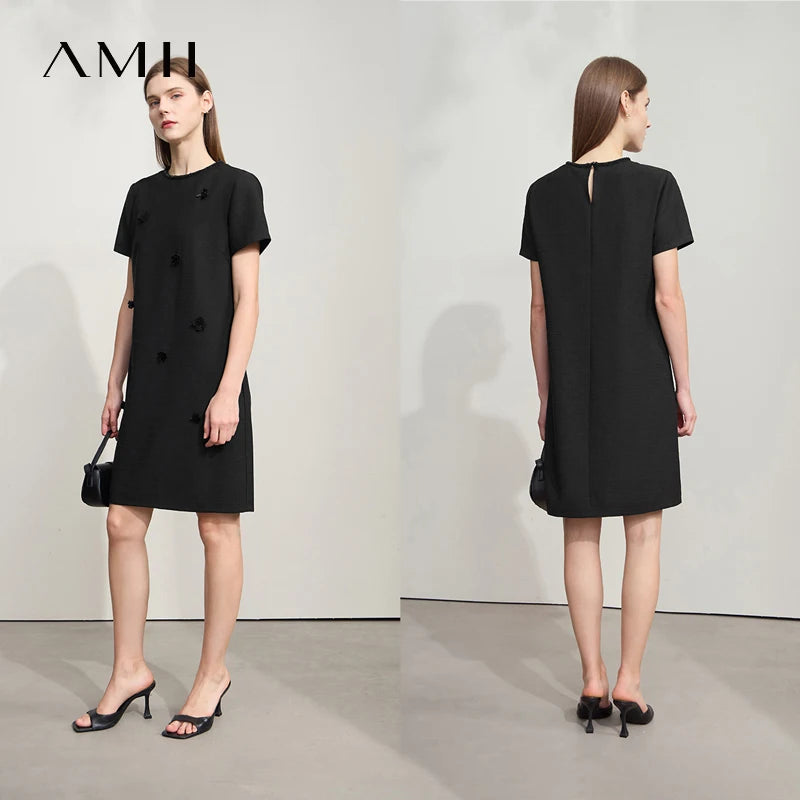 រ៉ូប Amii Minimalism ធម្មតារដូវក្តៅឆ្នាំ ២០២៥ រ៉ូបនារីការិយាល័យថ្មីឆើតឆាយក្លិនក្រអូបផ្កាអង្កាំផាសុកភាពប្រណីតសម្រាប់ស្ត្រី 12542254