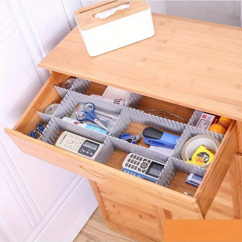 4pcs Plastic Desk & Drawer Organizer Dividers, Adjustable Partition Storage System for Office, Dorm, Home.Organize the grid.