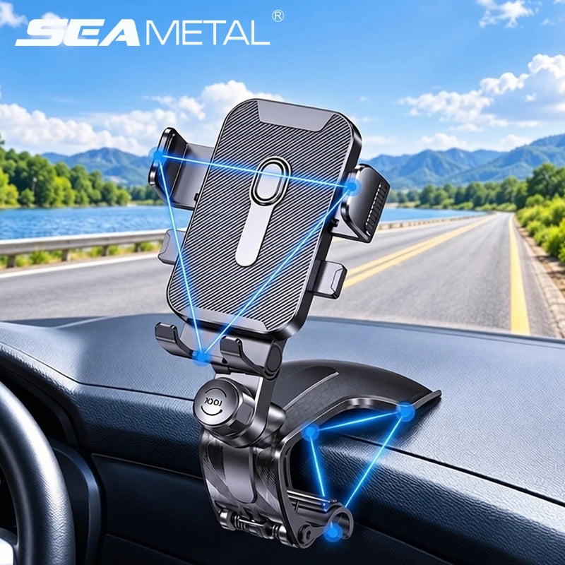 SEAMETAL Car Phone Holder Dashboard Clip Mount 360° Rotation Auto Cell Phone Stand Handsfree Smartphone Bracket for 4.7-7.2 inch