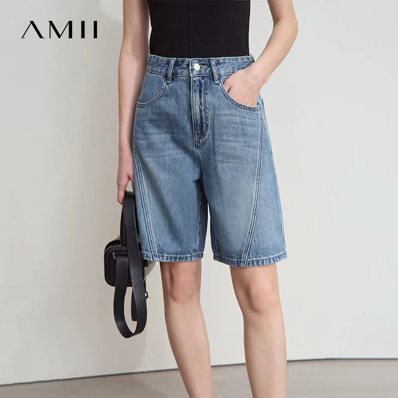 ខោខូវប៊យខ្លី AMII សម្រាប់នារី ម៉ូតថ្មី ខោជើងវែងកប្បាស ម៉ូតទាន់សម័យ រចនាបែបហោប៉ៅ ខោខូវប៊យខ្លី 12542205