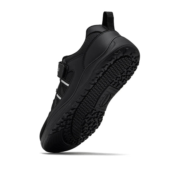 HOBIBEAR Big Kid Wide Width Shoes Barefoot Hook-Loop Artificial Leather Sneakers Lightweight Zero Drop Walking Shoes