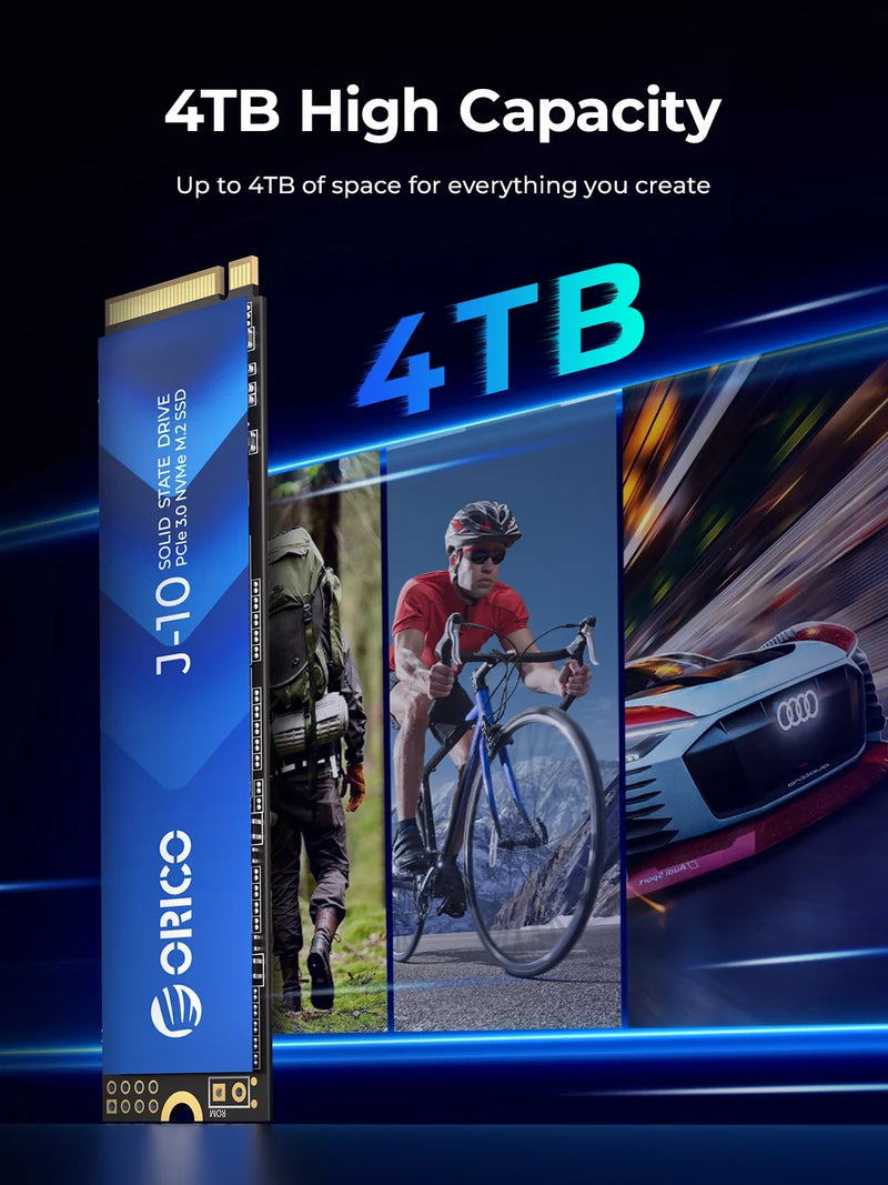 ORICO J10 M.2 NVMe SSD PCIe 3.0 SSD 3100MB/S M.2 M Key 2280 Internal Solid State Drive for Audio Editor 1TB 2TB 4TB