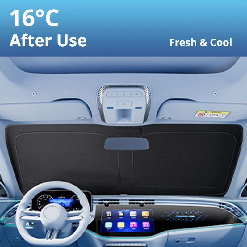 SEAMETAL Car Sunshade Cover Upgrade Fabric Auto Windshield Umbrella Front Sun Shade Parasol Foldable Summer Protection 145x80CM
