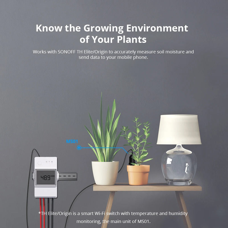 SONOFF MS01 Smart Soil Moisture Sensor TH Elite/TH Origin Accessory IP55 Waterproof Detector DIY Automatically Watering Device