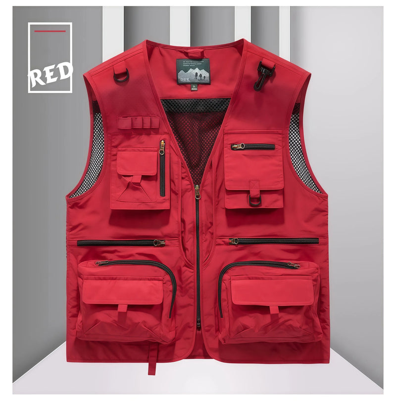 14 Pockets Summer New Men US Tactical Hiking Fishing Vest Mens Photographer Waistcoat Mesh  Sleeveless Jacket Vest 6XL