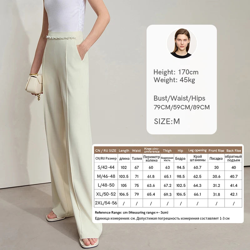 ខោវែង Amii Minimalist សម្រាប់នារី ចង្កេះខ្ពស់ ជើងធំទូលាយ ខោវែង ប្រឆាំងនឹងកាំរស្មីអ៊ុលត្រាវីយូឡេ តុបតែងលម្អដោយអង្កាំពេជ្រ 12542055