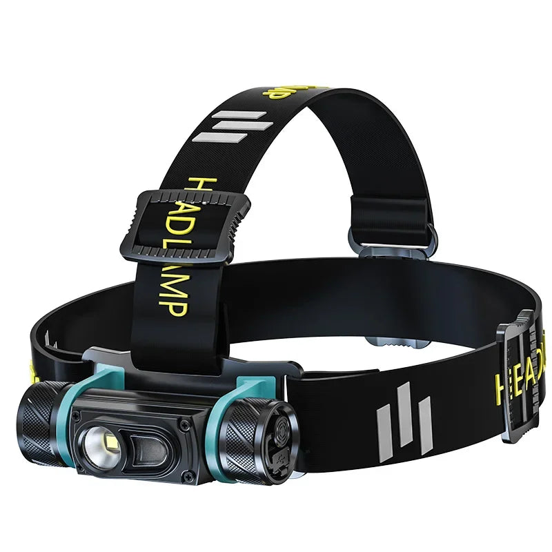 ចង្កៀងមុខ LED ដែលអាចសាកបានដោយ USB ធន់នឹងទឹក ថ្មភ្ជាប់មកស្រាប់ 18650 ពិលដ៏មានអានុភាព
