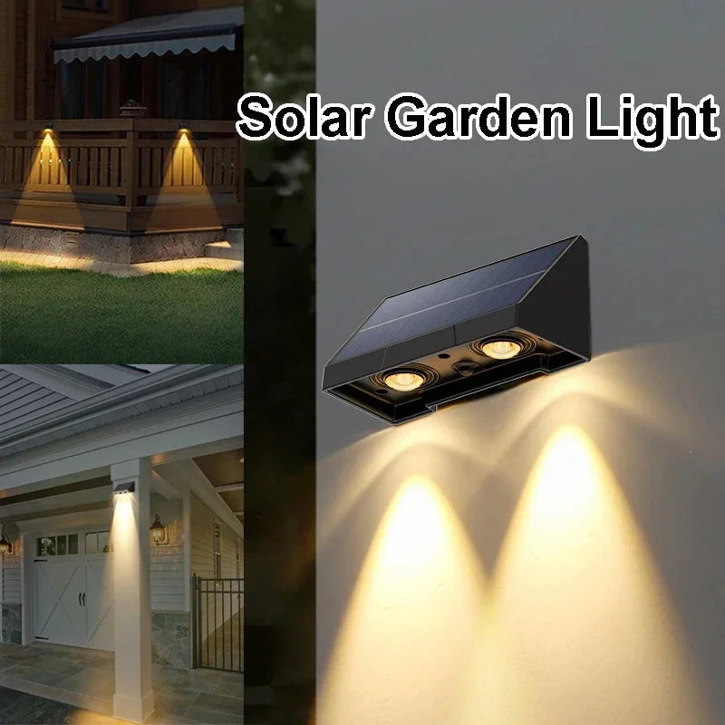 Solar Wall Light LED Outdoor Waterproof Solar Lamp Powered Automatic Lighting at Night Porch Balcony Countyard Wall Fence Decor