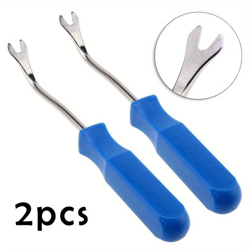 2pcs Blue screwdriver Tools for Removing Car Door Trim Panels And Fasteners, Designed for Quick And Easy Clip Extraction.